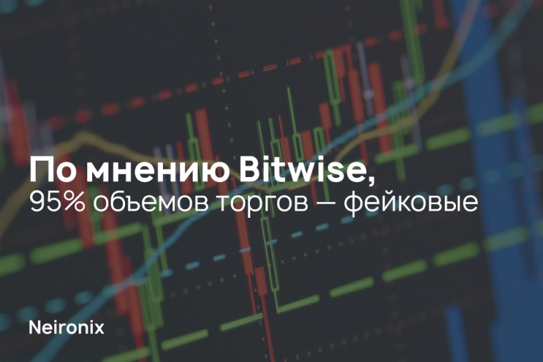По мнению&nbsp;Bitwise, 95% объемов торгов — фейковые